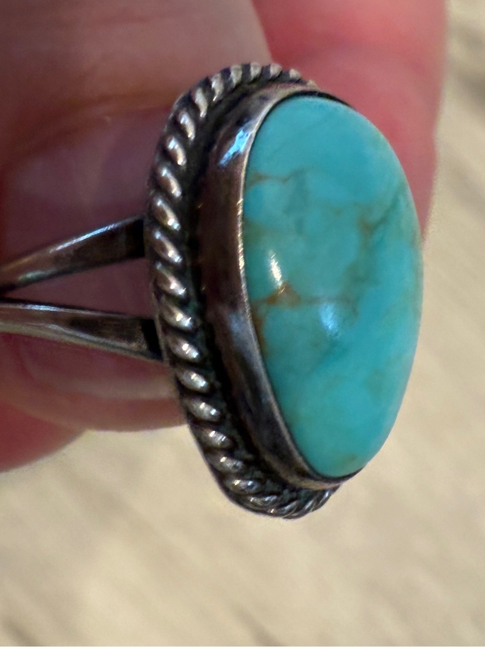 Vintage Navajo Sterling Silver Turquoise Ring 925 sz 6.5 Cripple Creek? Royston? - Picture 5 of 16